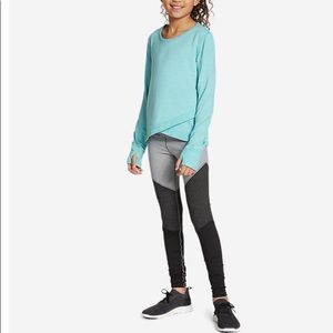NWT GIRLS SMALL Long sleeve aqua crop  Eddie Bauer